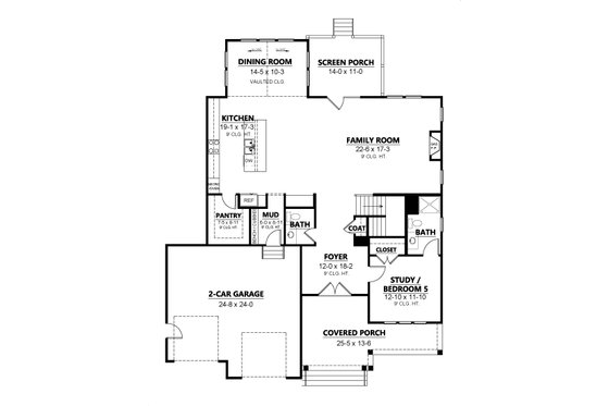 Floor Plan - Main Floor for Traditional House Plan #1080-19 - 5 bed, 4.5 bath
