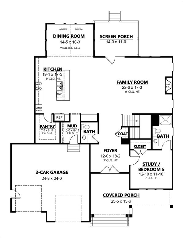Architectural House Design - Traditional Floor Plan - Main Floor Plan #1080-19