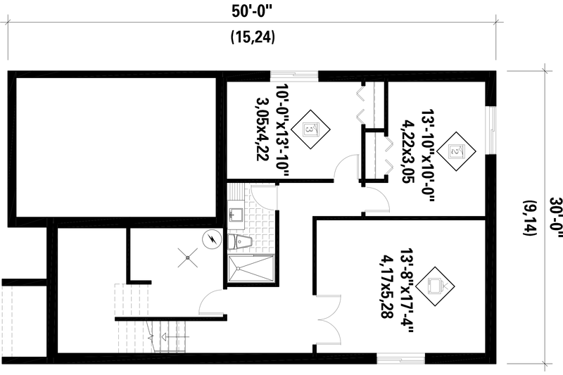 Architectural House Design - Floor Plan - Lower Floor for Modern House Plan #25-5046 - 3 bed, 2 bath
