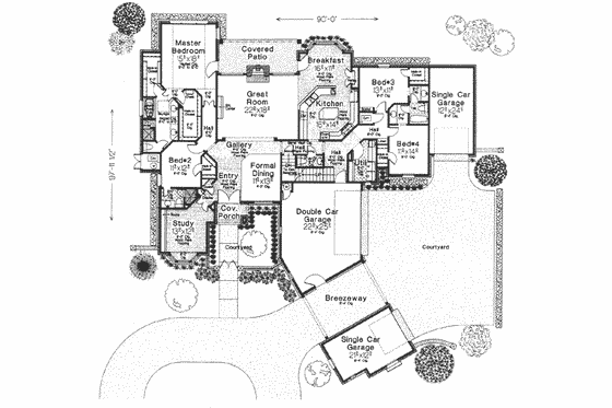 Floor Plan - Main Floor for European House Plan #310-324 - 4 bed, 3.5 bath