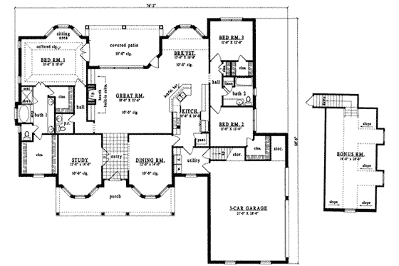 Floor Plan - Main Floor for Farmhouse House Plan #42-269 - 3 bed, 2.5 bath