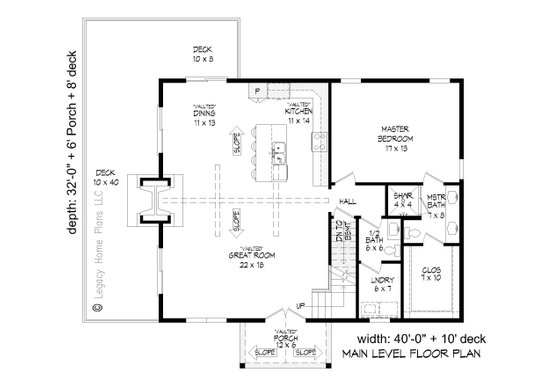 Floor Plan - Main Floor for Southern House Plan #932-818 - 4 bed, 3.5 bath
