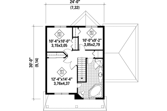 Floor Plan - Upper Floor for Traditional House Plan #25-4342 - 3 bed, 1 bath