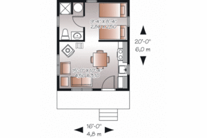 Floor Plan - Main Floor for Cottage House Plan #23-2287 - 1 bed, 1 bath