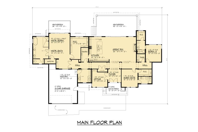 House Design - Floor Plan - Main Floor for Contemporary House Plan #1066-317 - 4 bed, 3.5 bath