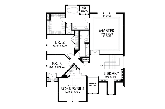 Floor Plan - Upper Floor for Cottage House Plan #48-1018 - 5 bed, 3.5 bath