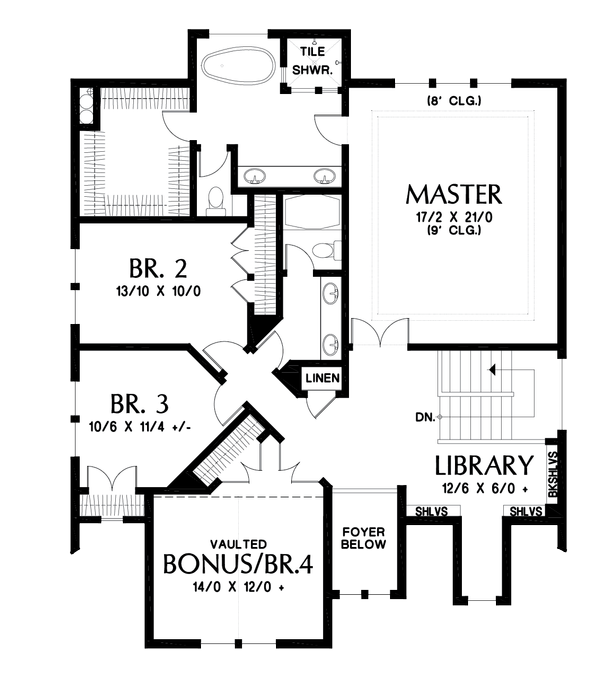 Cottage Floor Plan - Upper Floor Plan #48-1018