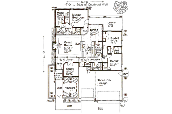 Floor Plan - Main Floor for European House Plan #310-982 - 3 bed, 2.5 bath
