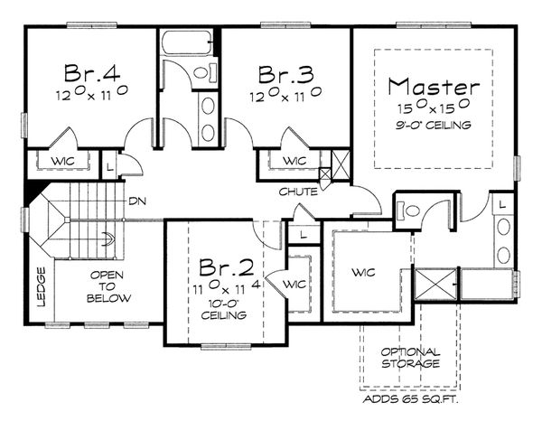 Craftsman Floor Plan - Upper Floor Plan #20-2152