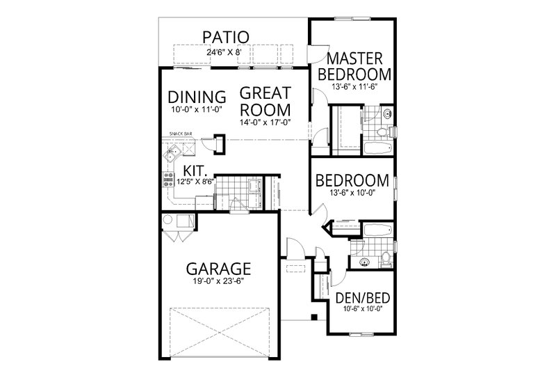 House Plan Design - Floor Plan - Main Floor for Craftsman House Plan #112-238 - 3 bed, 2 bath