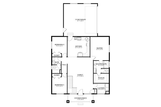 Floor Plan - Main Floor for Craftsman House Plan #1060-305 - 3 bed, 2 bath