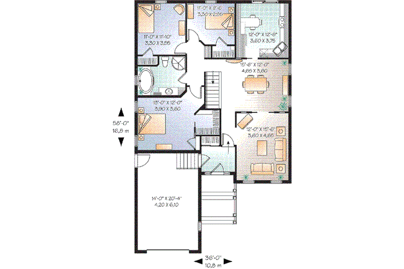 Dream House Plan - Floor Plan - Main Floor for Traditional House Plan #23-650 - 3 bed, 1 bath