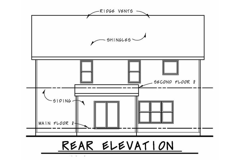 Dream House Plan - Exterior - Rear Elevation for Traditional House Plan #20-2196 - 4 bed, 3 bath