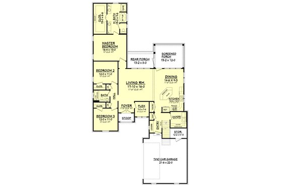 Floor Plan - Main Floor for European House Plan #430-85 - 3 bed, 2 bath