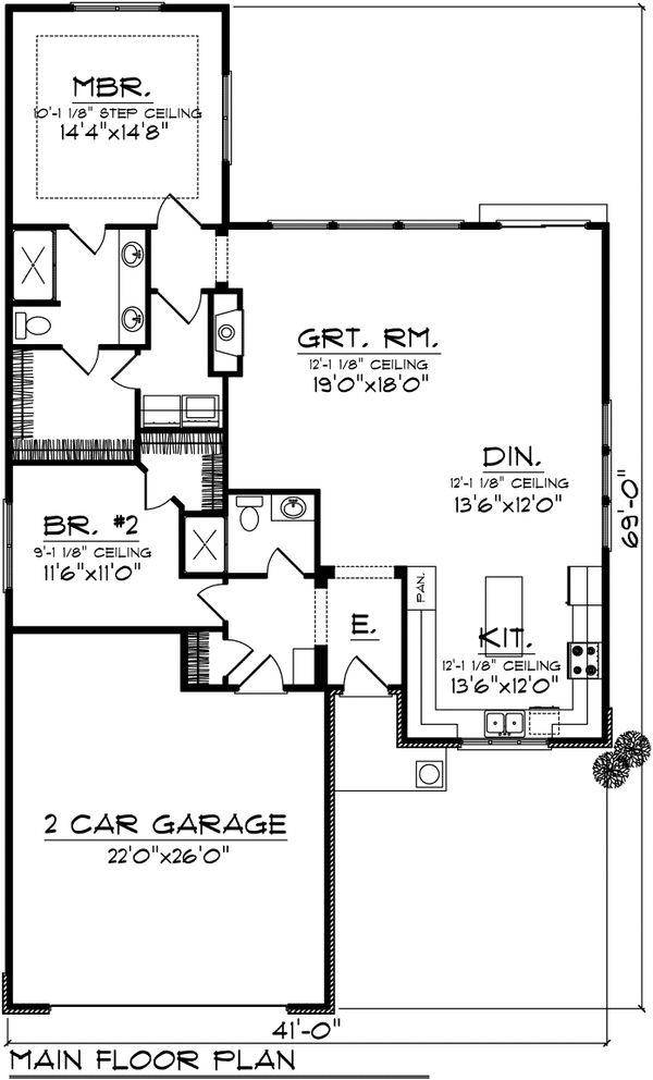 Ranch Floor Plan - Main Floor Plan #70-1025