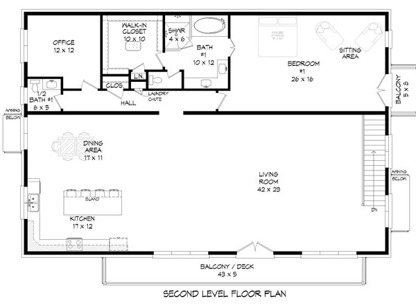 House Blueprint - Contemporary Floor Plan - Upper Floor Plan #932-524