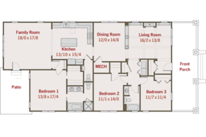 Floor Plan - Main Floor for Craftsman House Plan #461-8 - 3 bed, 2.5 bath