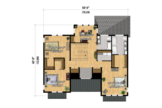 Floor Plan - Upper Floor for Farmhouse House Plan #25-5040 - 3 bed, 2.5 bath