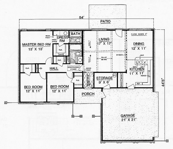 House Plan Design - Ranch Floor Plan - Main Floor Plan #45-554