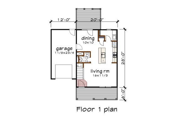 Floor Plan - Main Floor for Farmhouse House Plan #79-124 - 3 bed, 1.5 bath