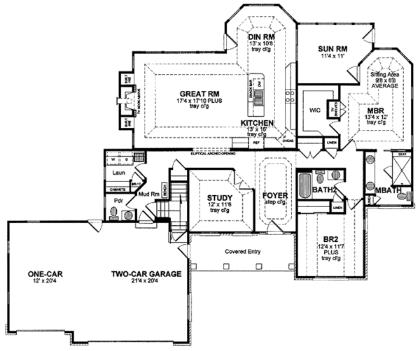 House Blueprint - Ranch Floor Plan - Main Floor Plan #316-233