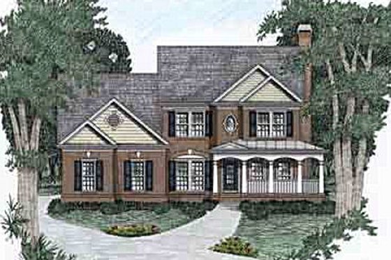 Exterior - Front Elevation for Traditional House Plan #129-107 - 4 bed, 3 bath