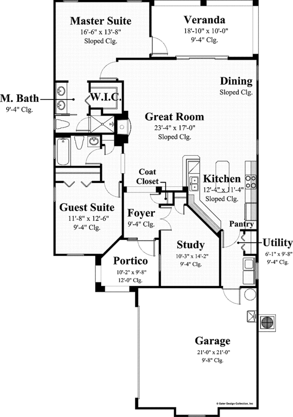 Architectural House Design - Mediterranean Floor Plan - Main Floor Plan #930-424