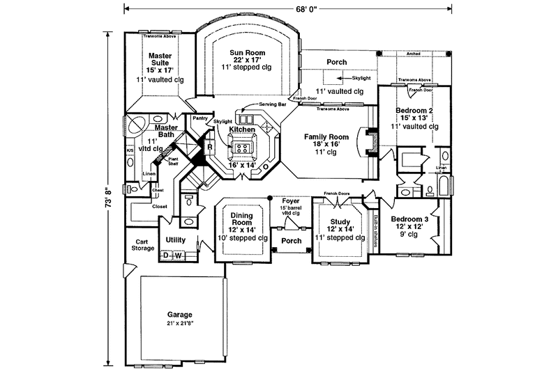 Architectural House Design - Floor Plan - Main Floor for Country House Plan #974-41 - 3 bed, 2.5 bath
