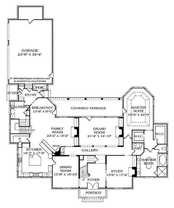 House Blueprint - Country Floor Plan - Main Floor Plan #453-300