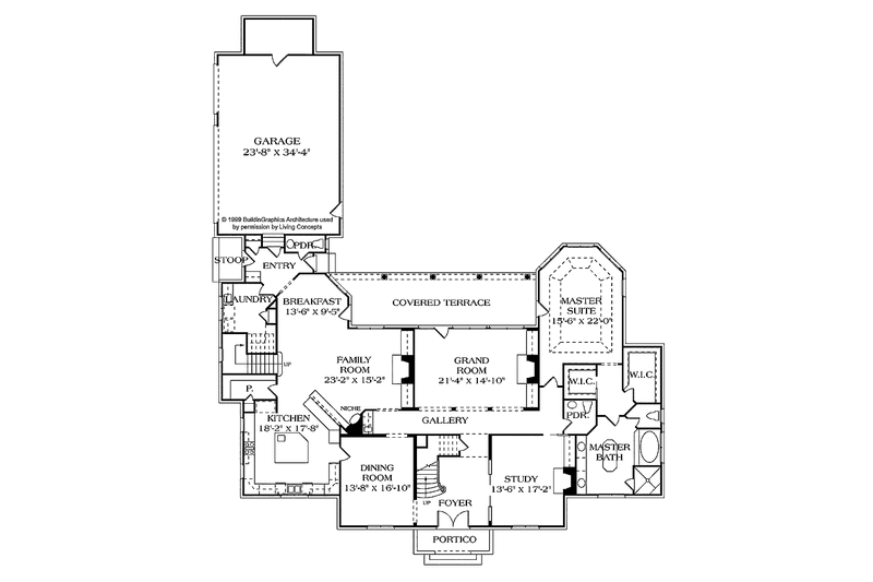 Home Plan - Floor Plan - Main Floor for Country House Plan #453-300 - 4 bed, 5 bath