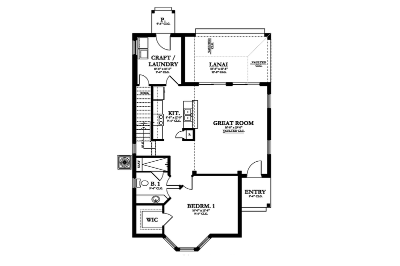 House Design - Floor Plan - Main Floor for European House Plan #1058-108 - 2 bed, 2 bath