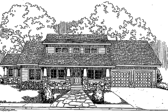 Exterior - Front Elevation 3 for Country House Plan #60-832 - 3 bed, 2.5 bath