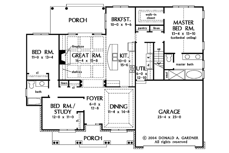 Dream House Plan - Floor Plan - Main Floor for Country House Plan #929-714 - 3 bed, 2 bath
