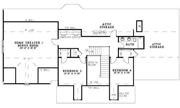 House Blueprint - Traditional Floor Plan - Upper Floor Plan #17-1178