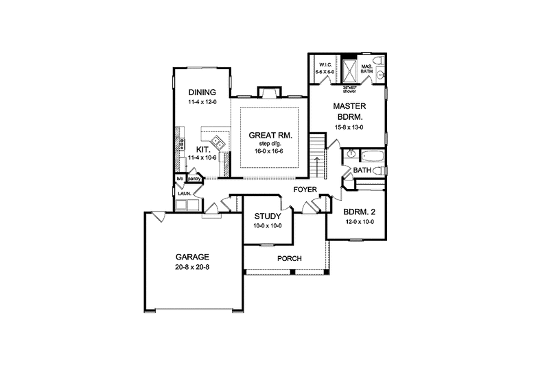 Home Plan - Floor Plan - Main Floor for Craftsman House Plan #1010-5 - 2 bed, 2 bath