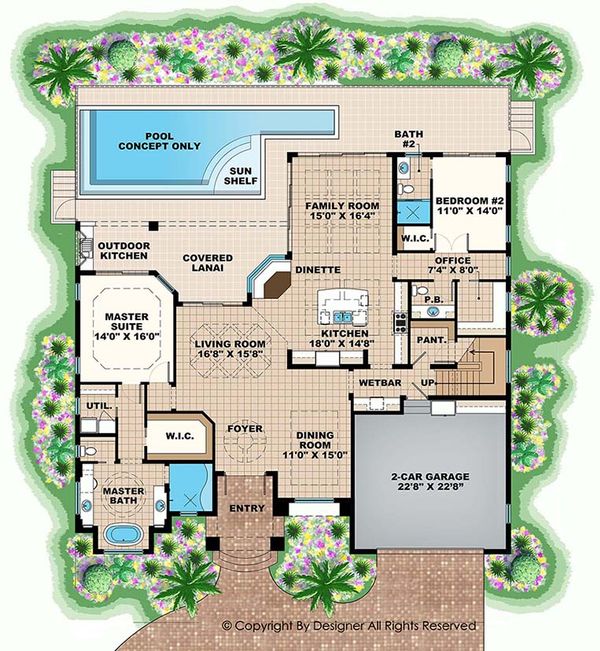 Dream House Plan - Mediterranean Floor Plan - Main Floor Plan #1017-162