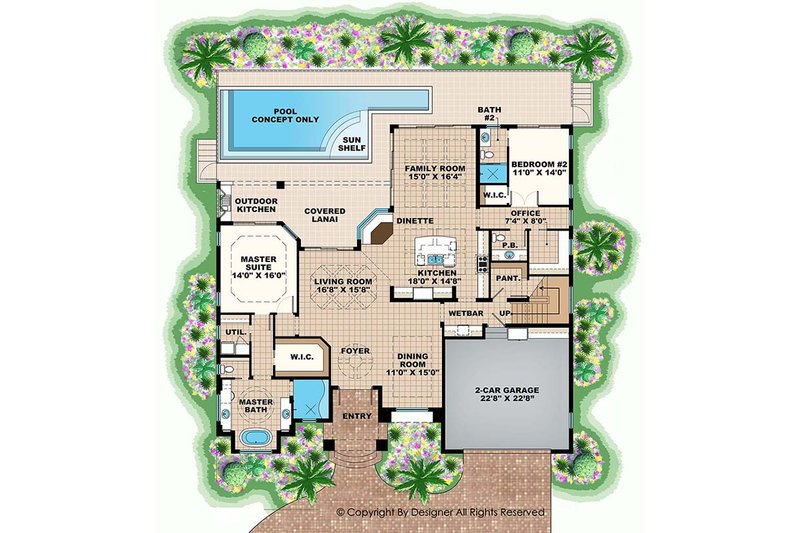 Dream House Plan - Floor Plan - Main Floor for Mediterranean House Plan #1017-162 - 4 bed, 3.5 bath