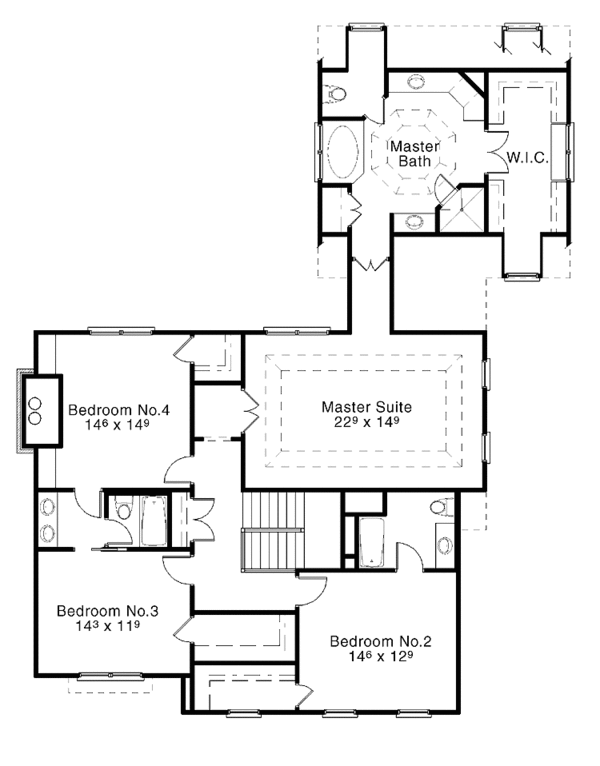 Architectural House Design - Colonial Floor Plan - Upper Floor Plan #429-280