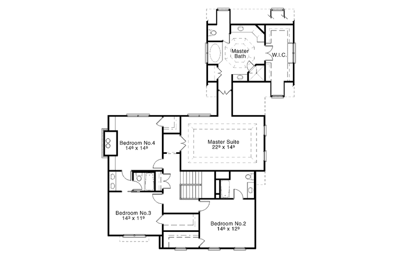 Home Plan - Floor Plan - Upper Floor for Colonial House Plan #429-280 - 4 bed, 3.5 bath