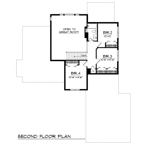 Traditional Floor Plan - Upper Floor Plan #70-320