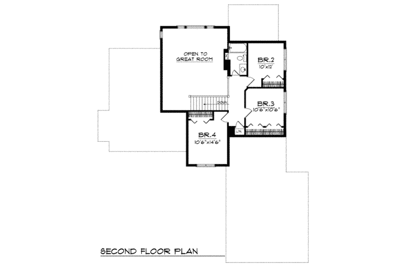 Home Plan - Floor Plan - Upper Floor for Traditional House Plan #70-320 - 4 bed, 2.5 bath