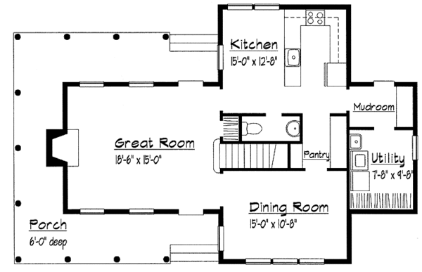 House Design - Country Floor Plan - Main Floor Plan #1051-3