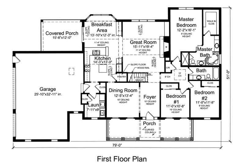 Home Plan - Floor Plan - Main Floor for Country House Plan #46-490 - 3 bed, 2 bath