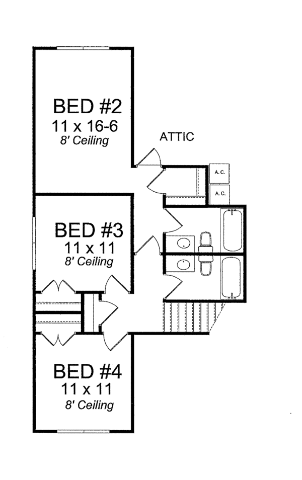 House Plan Design - Traditional Floor Plan - Upper Floor Plan #513-2109