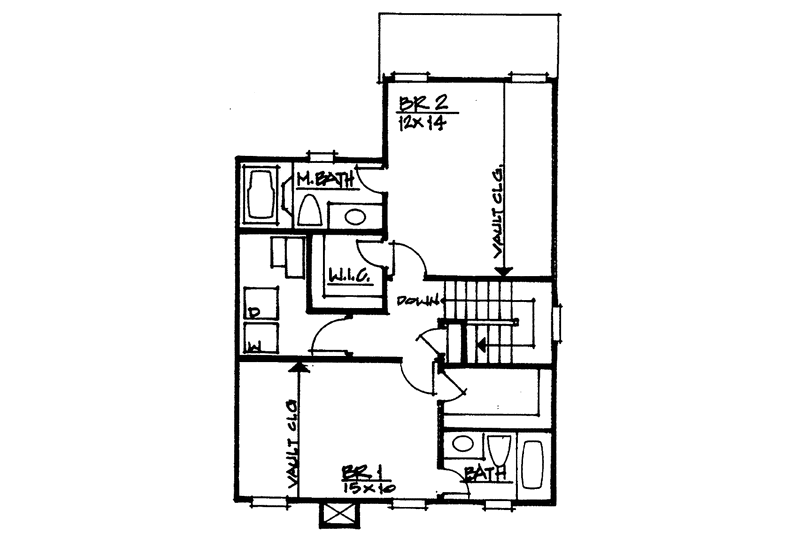 Home Plan - Floor Plan - Upper Floor for Colonial House Plan #30-326 - 2 bed, 2.5 bath