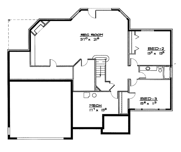 House Plan Design - Traditional Floor Plan - Lower Floor Plan #308-290