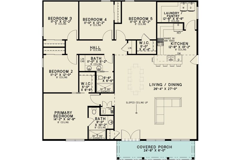 House Blueprint - Floor Plan - Main Floor for Modern House Plan #923-482 - 5 bed, 2 bath