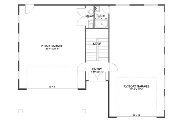 House Blueprint - Floor Plan - Main Floor for Barndominium House Plan #1060-483 - 1 bed, 2 bath