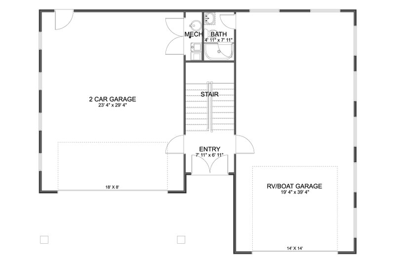 House Blueprint - Floor Plan - Main Floor for Barndominium House Plan #1060-483 - 1 bed, 2 bath