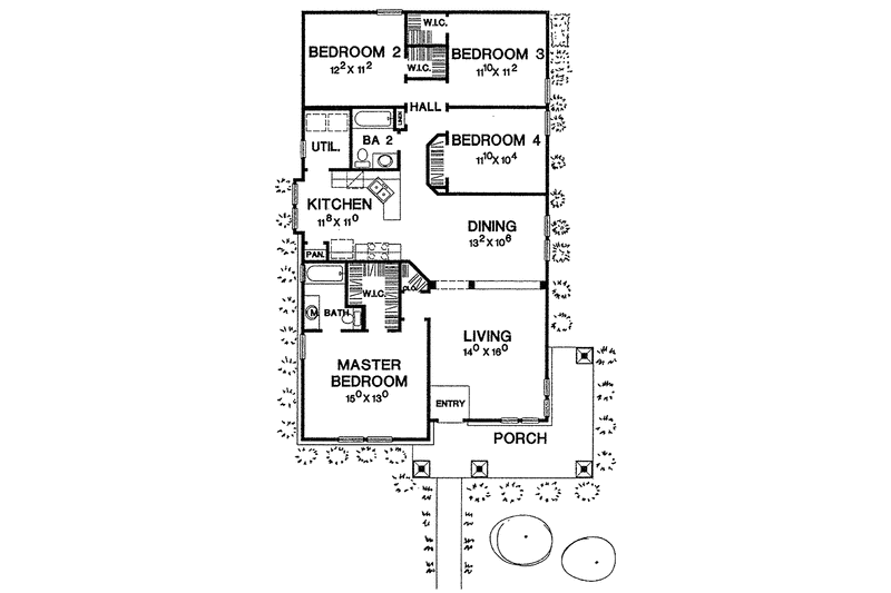 Home Plan - Floor Plan - Main Floor for Craftsman House Plan #472-180 - 4 bed, 2 bath